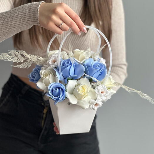 Handbag with Soap Flowers "Clear Sky"