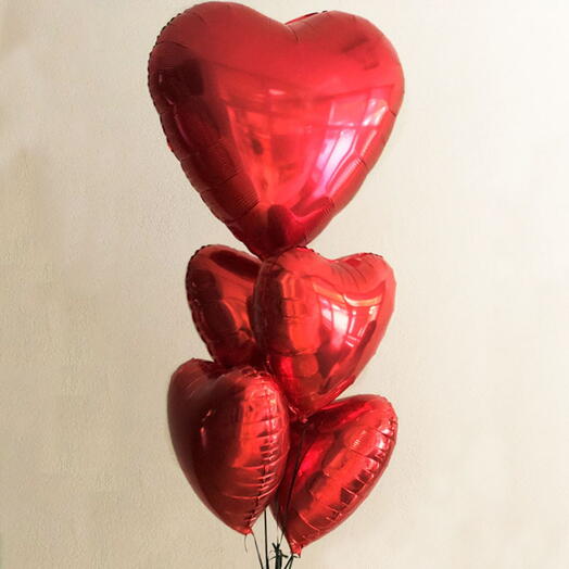 Set of Red Heart Shaped Balloons