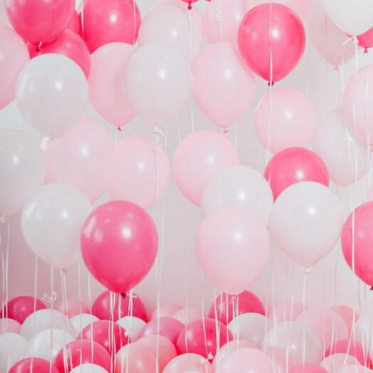 Mix of red, pink and white baloons with helium