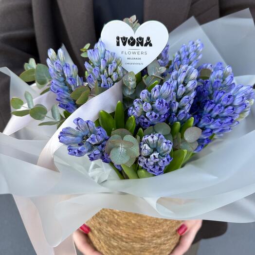 Flowers in basket hyacinths 2