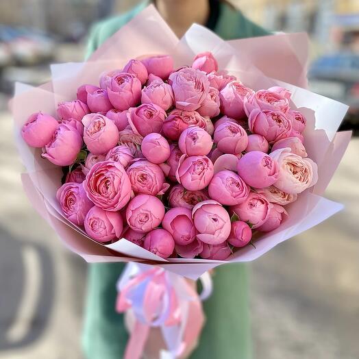 Buchet trandafiri ca bujor Silva Pink 60 cm