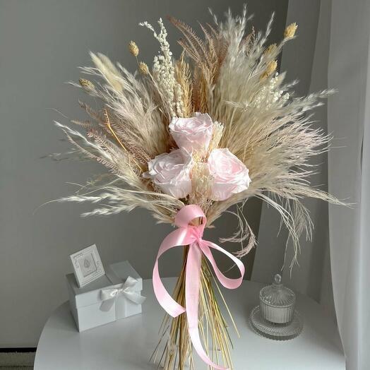 Trockenblumenstrauss "Rosa Blutenblatt"