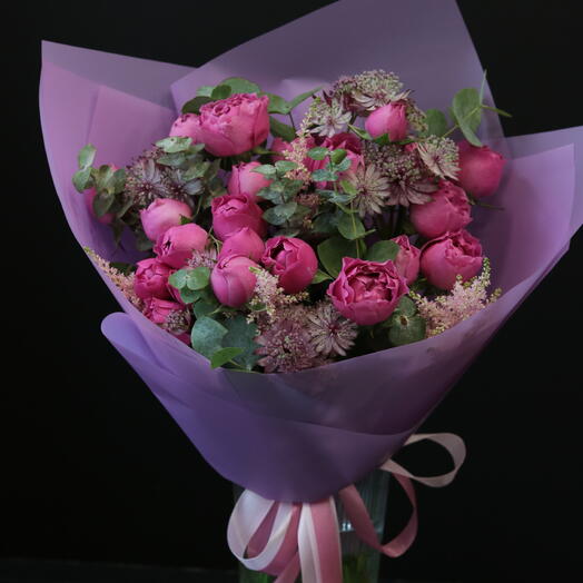 Peony roses Misty Bubbles, Astrancija, Astilbe