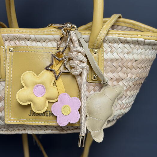 Bag charm Croissant and flowers