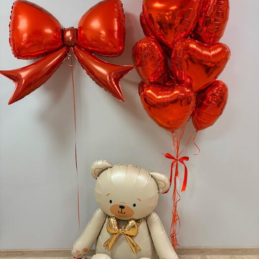 Set RED LOVE with a teddy bear