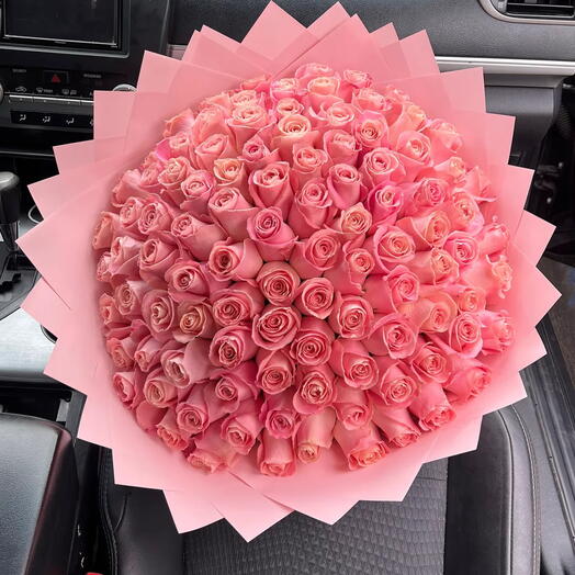 Long-Stem Pink Rose Bouquet (75 Roses)