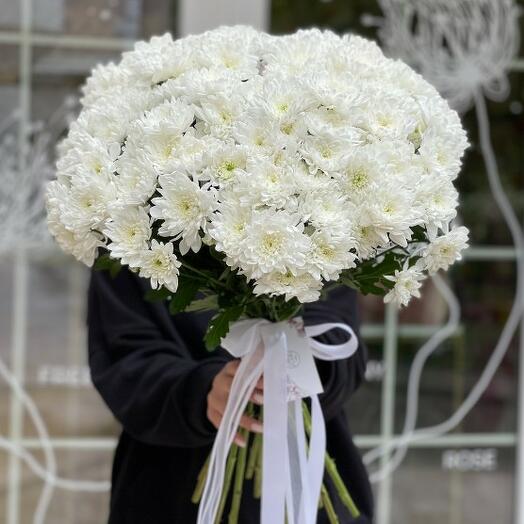 15 белых хризантем