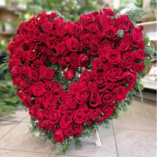 Royal Red Heart Funeral Wreath