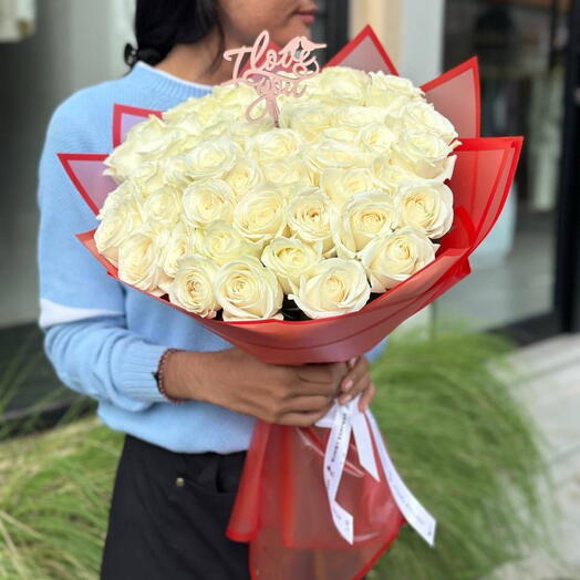 Bouquet 51 White Rose Semi Holland