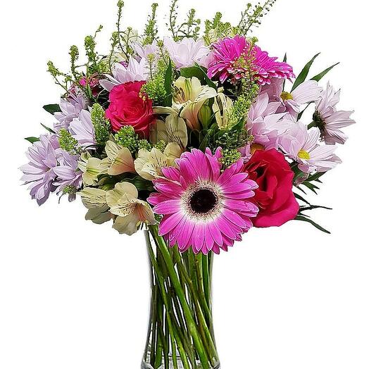 Eve bouquet with colorful flowers WITH OUT VASE