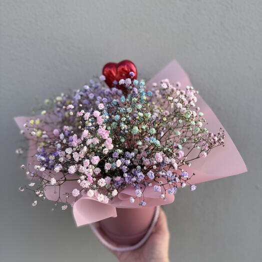 Box of colored gypsophila