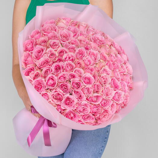 101 trandafiri roz 50 cm