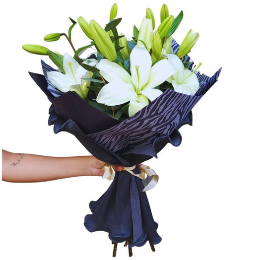 RAMO DE FLORES LILIUM LIRIOS BLANCOS BLACK
