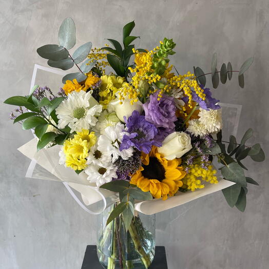 Ramo mixto mediano amarillo/lila