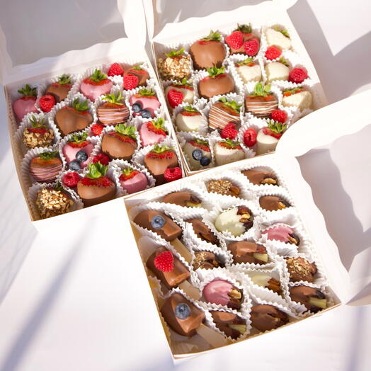 CHOCOLATE-DIPPED FRUIT ASSORTMENT GIFT BOXES