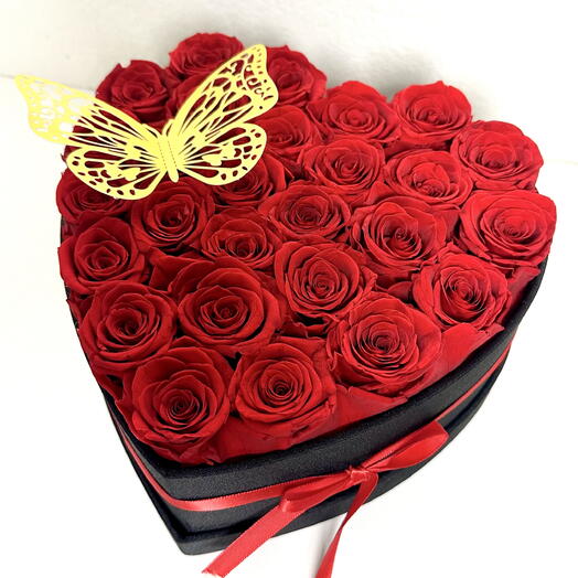 Long Lasting Red Roses Heart 23 Pcs