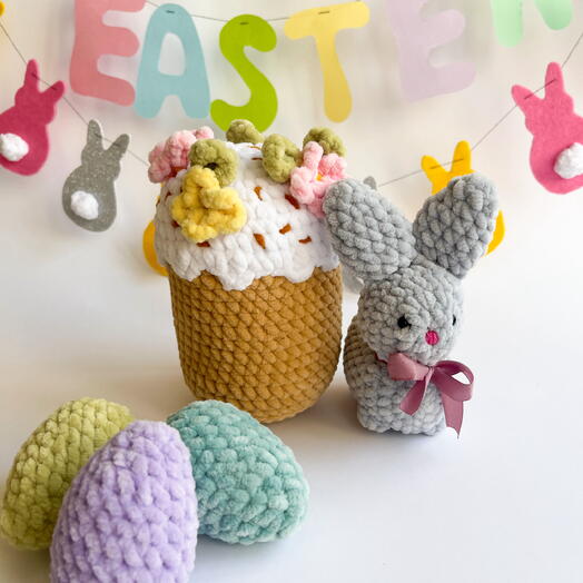 Пасхальный набор: зайчик, кулич и декоративные яйца 🐰🌸