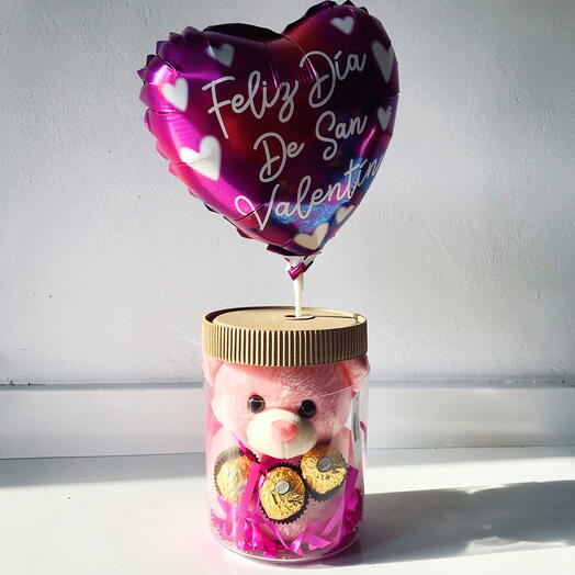 Regalo Amor Dulce – Oso de Peluche con Globo y Chocolates Ferrero | Detalle Romantico San Valentin