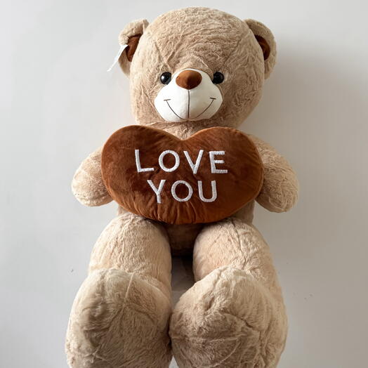 Beige Teddy Bear LOVE YOU 120cm