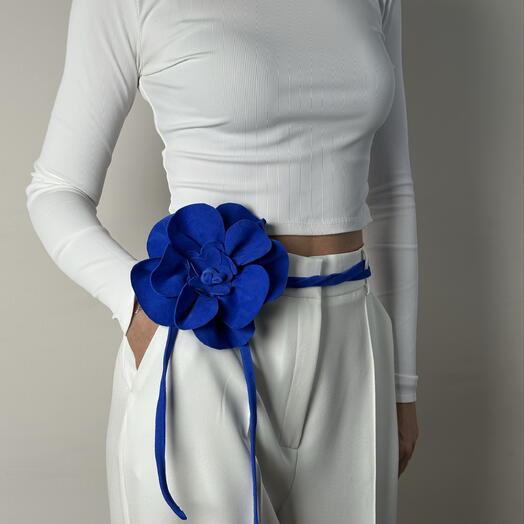 Аксессуарный цветок - пояс ; цвет синий электрик